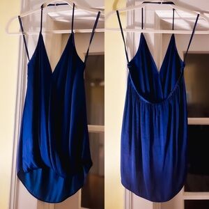 Naked Zebra Shirt Dark Navy Halter V Neck Tank Tops Like New Sz Medium Blue Top